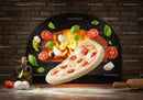 Fresh Margherita Pizza Ingredients Flying Near Oven
