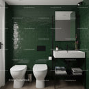 Modern Bathroom with Green Tiled Wall and Minimalist Design