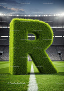 Green Grass Letter R Standing on Football Field