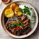 Delicious Beef Stew with Rice and Fresh Vegetables
