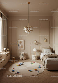 Cozy Kid’s Bedroom with Soft Lighting and Playful Decor