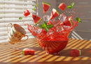 Refreshing watermelon splash with ice and mint leaves