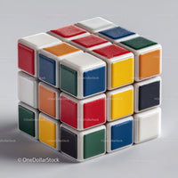 Colorful Rubik's Cube with Vibrant Red, Blue, Green, Yellow, and White Colors