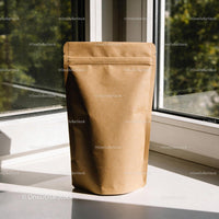 Minimalist Kraft Coffee Bag on Sunny Window Sill