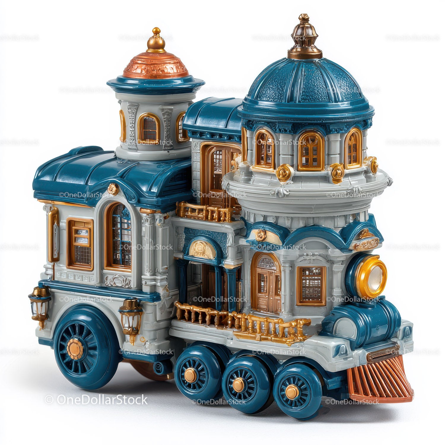 Colorful Vintage Toy Train Model with Intricate Details