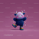 Cute Cartoon Yak Character with Rainbow Shoes in Vibrant Digital Art