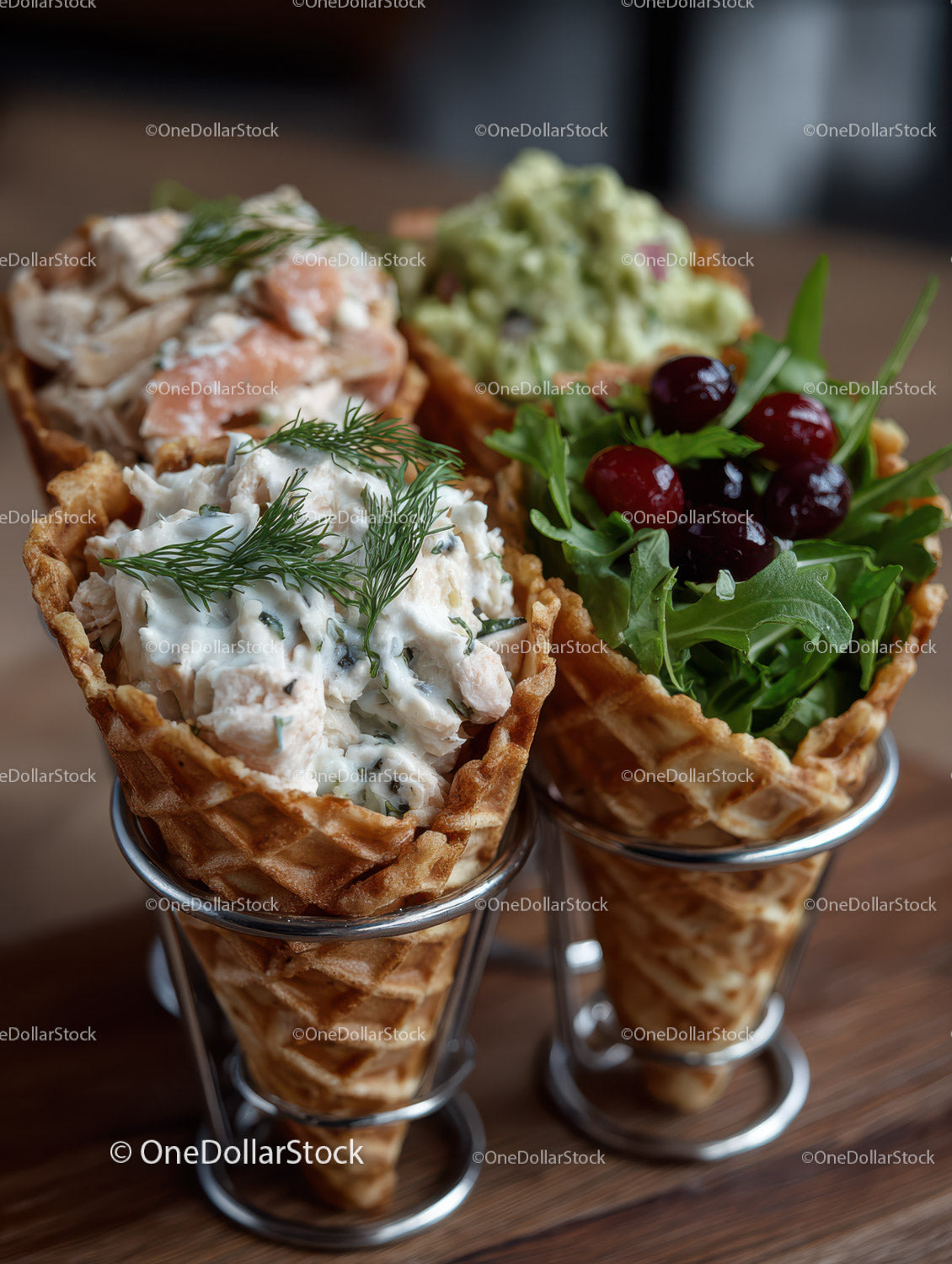Delicious Ice Cream Cones with Fresh Fruit and Waffle Cups