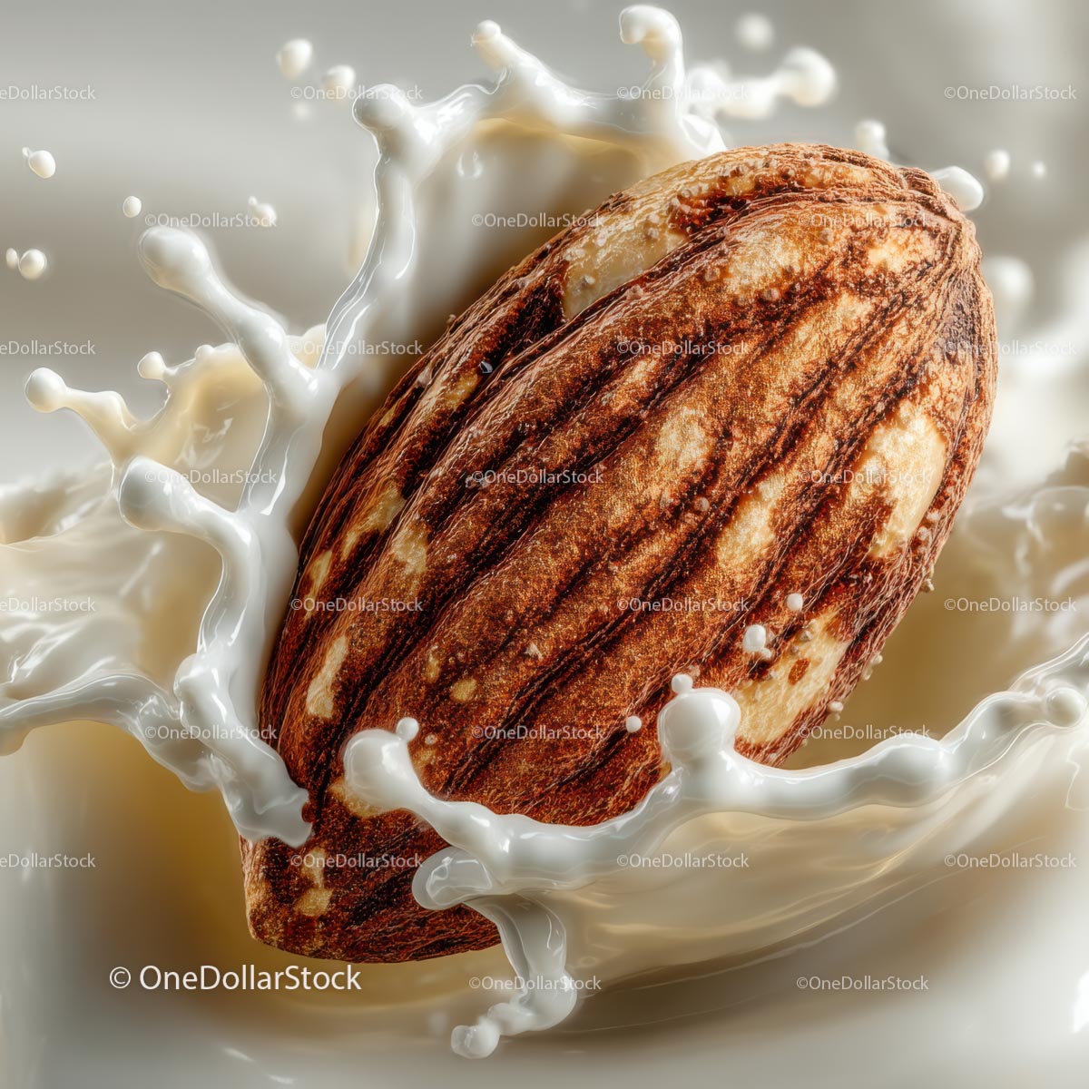 Almond Splashing in Creamy Milk for Delicious Food Photography
