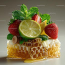 Fresh Honeycomb with Strawberries and Lime Garnish