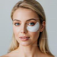 Young Woman with Blue Eyes in Facial Mask for Skin Care
