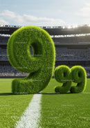 Green Grass Numbers Marked on Football Field