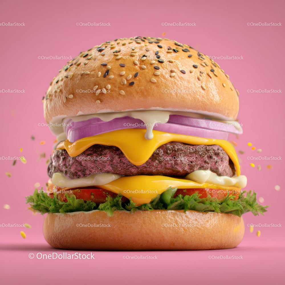 Juicy Cheeseburger with Fresh Vegetables and Melty Cheese