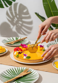 Vibrant Mango and Edible Flower Fruit Tart for Summer Dessert