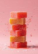 Stack of colorful sugar-coated fruit jelly candies