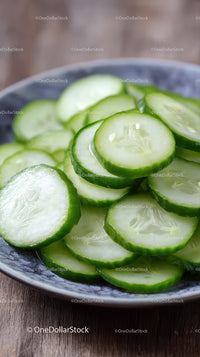 Fresh Sliced Cucumber in a Bowl Highlighting Green Vegetables