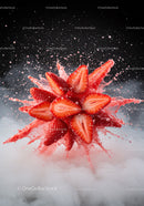 Fresh strawberries splashing in vibrant water burst