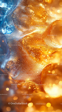 Abstract Sparkling Orange and Blue Bubbles in a Refreshing Drink