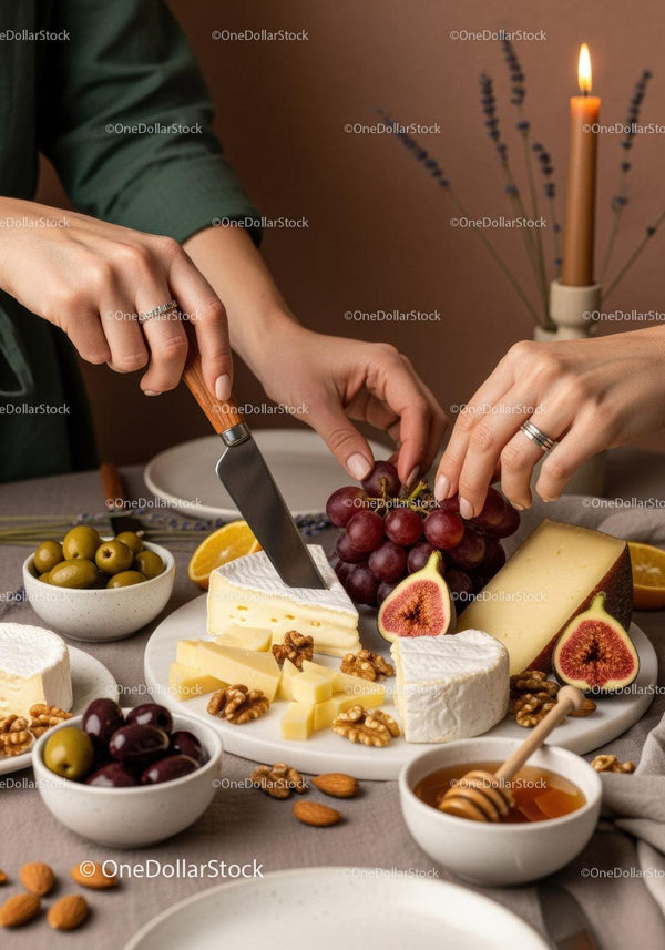 Gourmet Deska Serów z Winogronami, Figami, Orzechami i Miodem na Elegancką Kolację