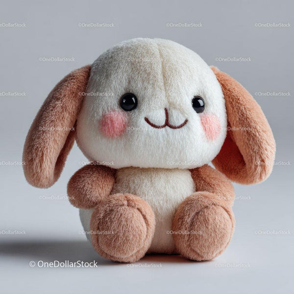 Cute Plush Bunny Toy With Pink Cheeks