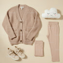 Cozy knitted cardigan with leggings and sneakers set