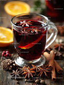 Delicious Mulled Wine with Citrus and Spices in a Glass Mug