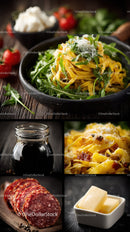 Fresh Pasta with Arugula and Parmesan Garnish on Rustic Table