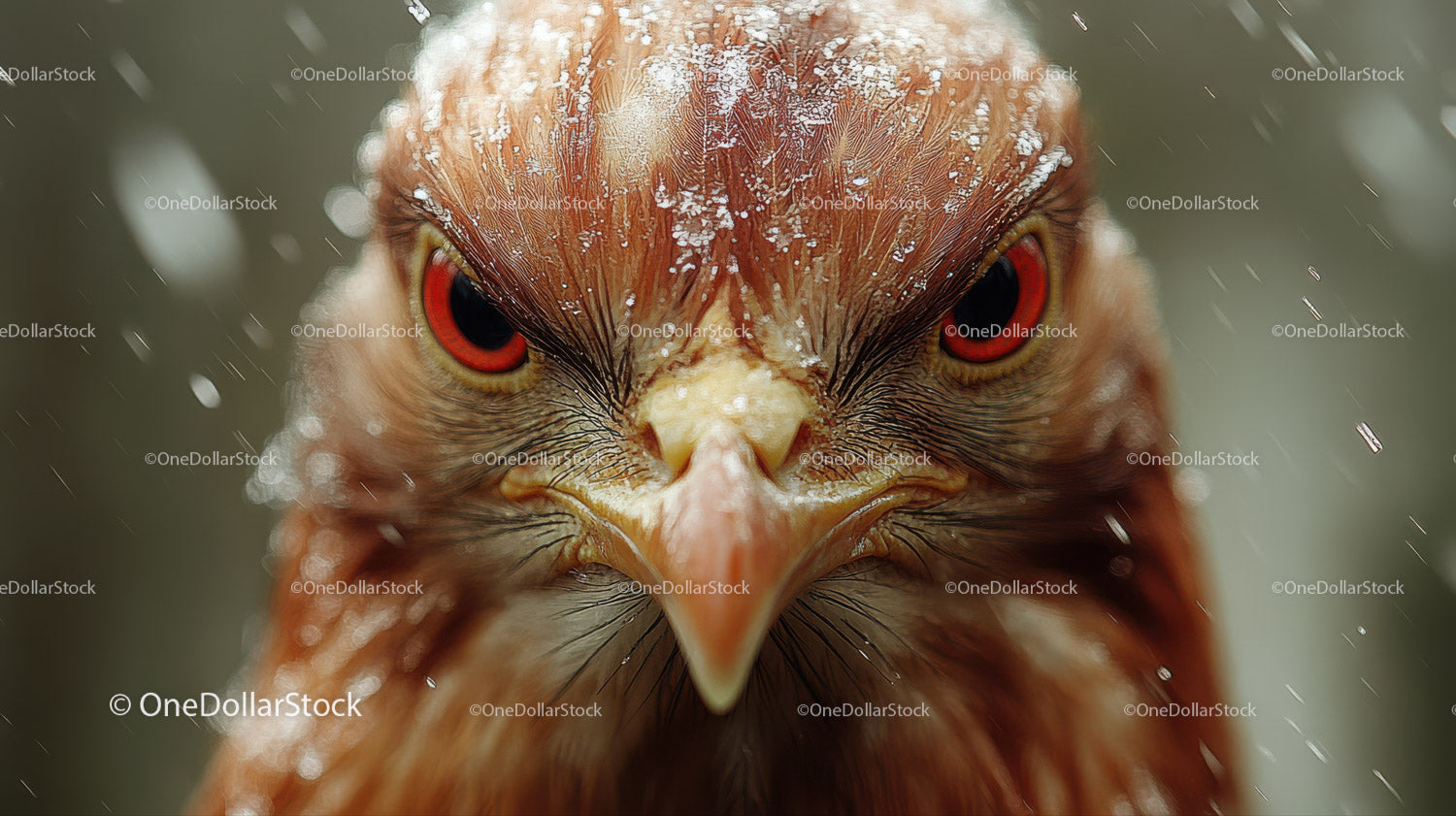 Majestic Eagle Close-up with Intense Red Eyes and Sharp Beak
