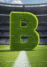 Large Grass Letter B on Soccer Field Line