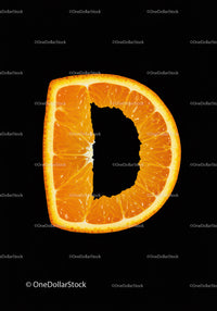 Orange slice shaped like letter D on black background