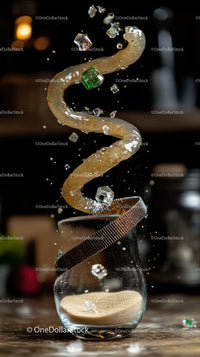 Dynamic Liquid Splash with Foam in a Glass Captured in Motion