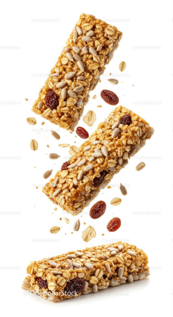 Healthy granola bars with sunflower seeds and raisins