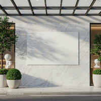 Minimalist outdoor wall with blank modern billboard