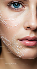 Close Up of Youthful Woman Face with Moisturizer and Skincare Routine