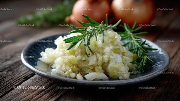 Fresh Garlic Mash with Rosemary Garnish in Rustic Setting
