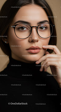 Close-up Portrait of a Young Woman with Glasses and Brown Hair
