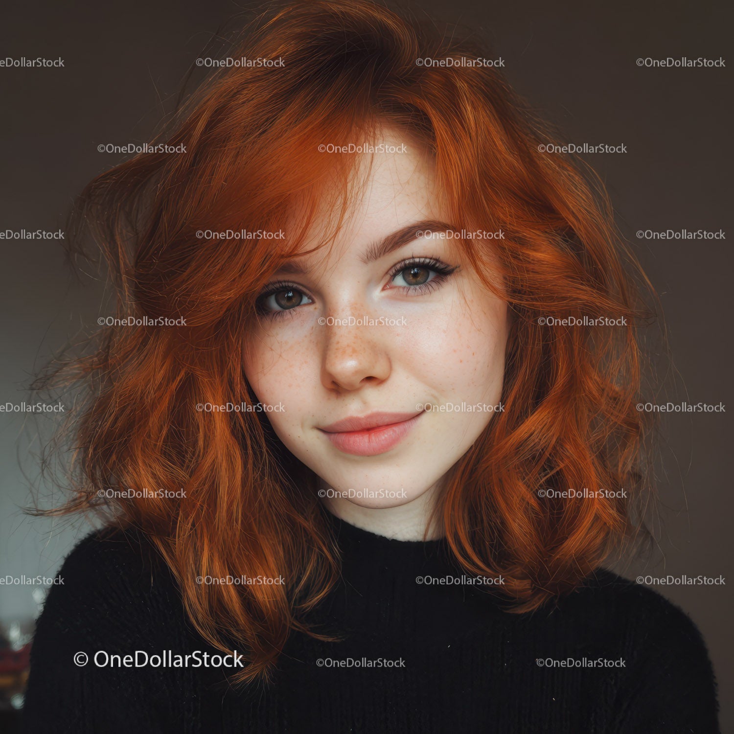 Vibrant Redhead Woman with Curly Hair and Bright Eyes