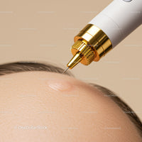 Close-up of Cosmetic Needle Injection on Facial Skin
