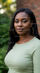 Confident young woman wearing hoop earrings outdoors