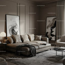 Elegant Modern Living Room with Abstract Art and Beige Sofa