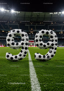 Soccer Ball Pattern Numbers Displayed on Football Pitch
