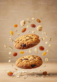 Oatmeal raisin cookies with floating oats and raisins