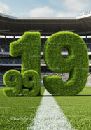 Green grass numbers representing percentage on stadium field