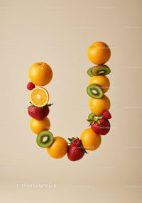 Fresh Fruit Arrangement Forming the Letter U