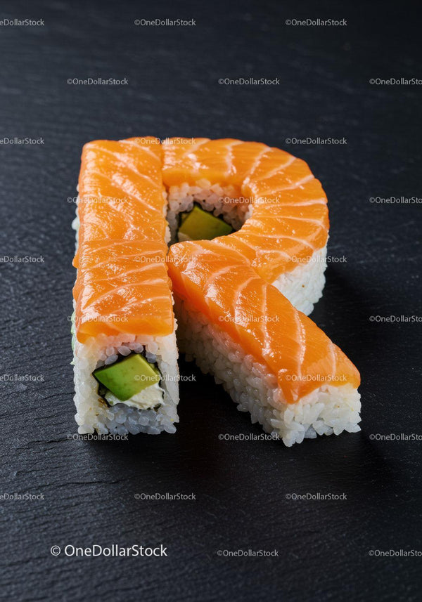 Rolada Sushi w kształcie litery R z świeżym łososiem