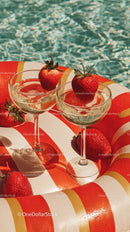 Strawberries in Cocktail Glasses by Poolside on Summer Day