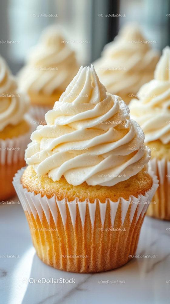 Vanilla Cupcake with Swirled Creamy Frosting