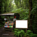 Small Forest Snack Stand with Blank Wooden Sign
