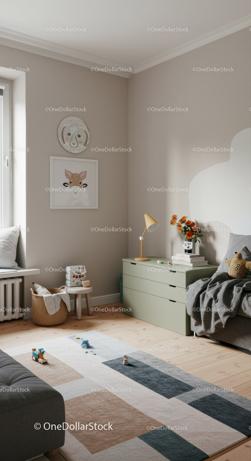 Bright Children's Bedroom with Modern Decor and Soft Natural Light