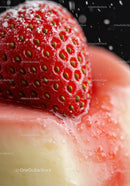 Close-up of Fresh Strawberry on Cream Dessert