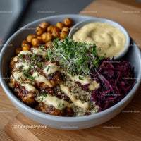 Colorful Plant-Based Bowl with Chickpeas Quinoa and Veggies